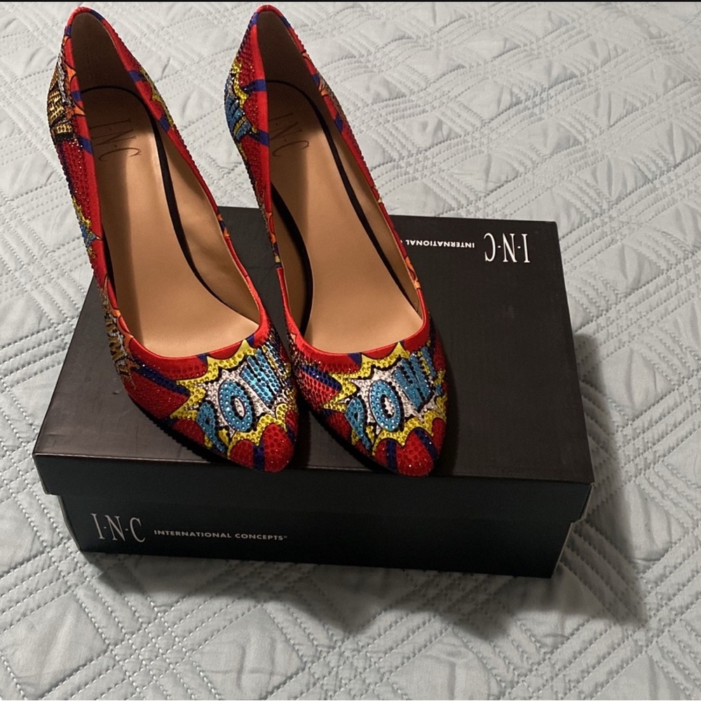 INC International Concepts Women's Pop Art Heels - Red and Blue